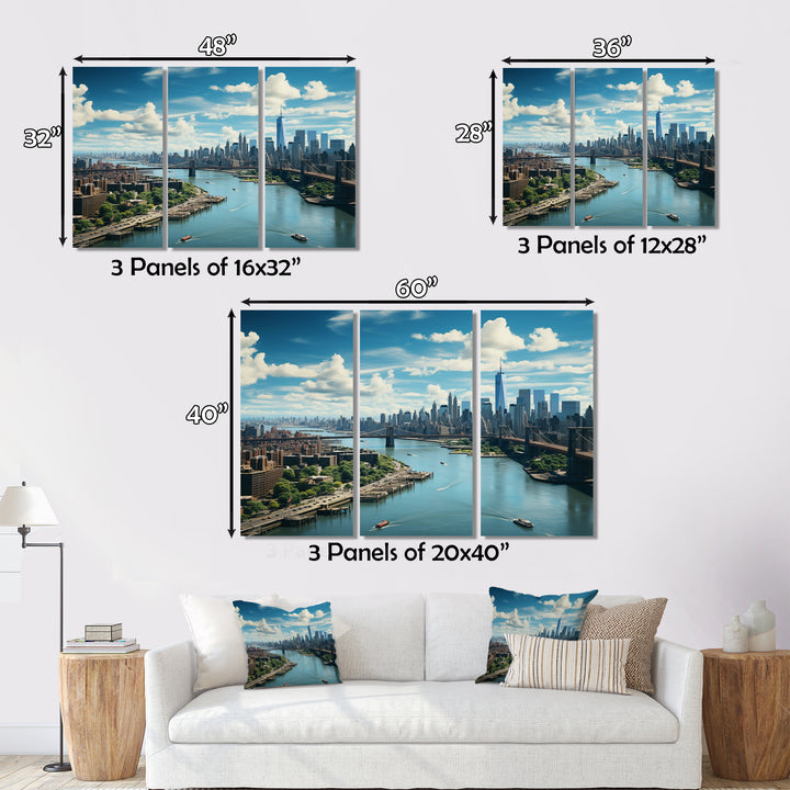 Cityscape Of Nyc Usa IV - 3-Piece Canvas Wall Art