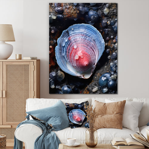 Blue Clam Dappled Depths - Clam Living Room Wall Art