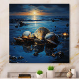 Teal Clam Midnight Elegance - Clam Canvas Wall Art