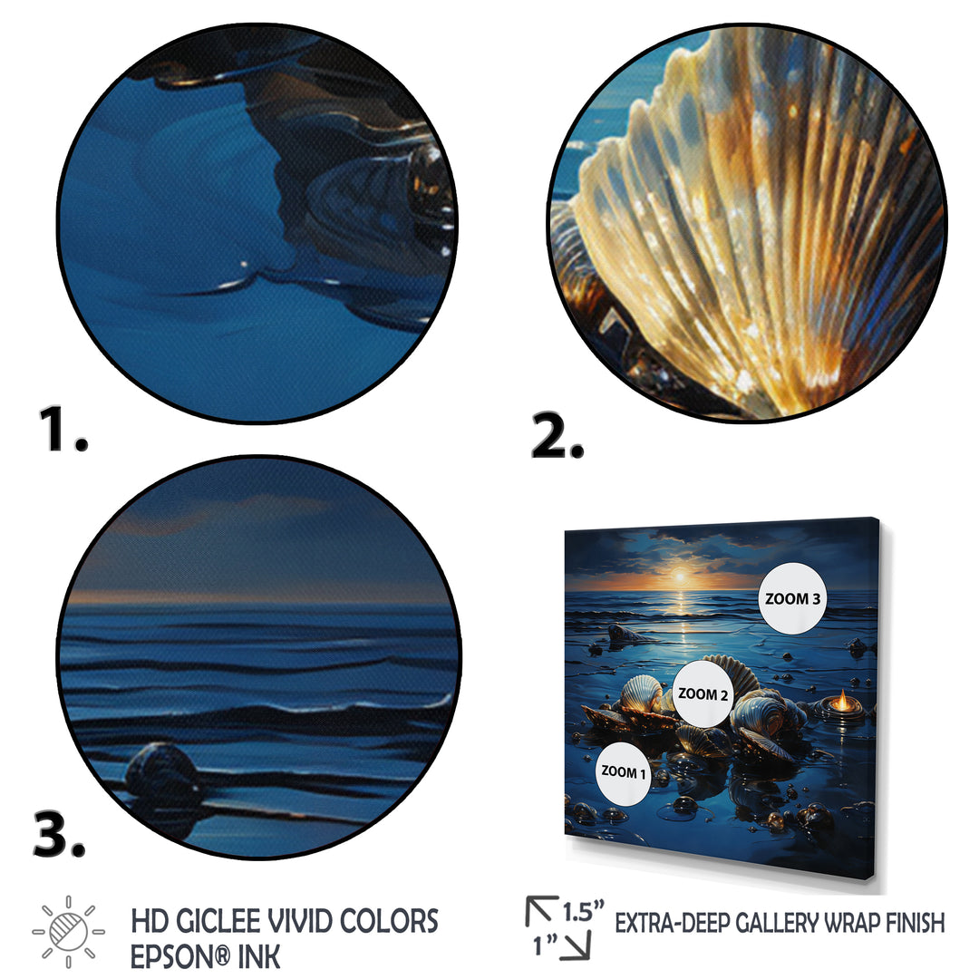 Teal Clam Midnight Elegance - Clam Canvas Wall Art