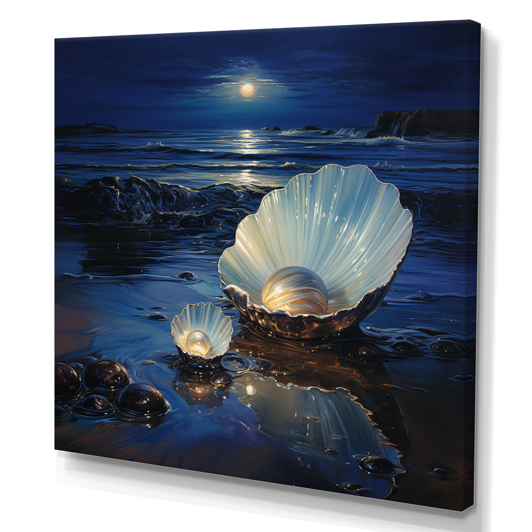 White Clam Midnight Elegance - Clam Canvas Wall Art