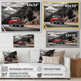 Red Classic Car Vintage Drive - Car Vintage Canvas Wall Art
