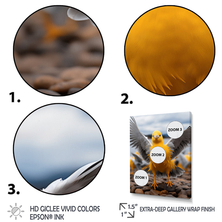 Grey And Yellow Dancing Seagulls - Seagull Wall Decor