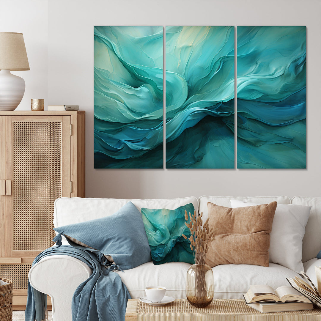 Turquoise Tranquility V - 3-Piece Canvas Wall Art