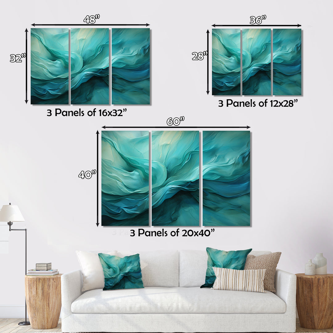 Turquoise Tranquility V - 3-Piece Canvas Wall Art