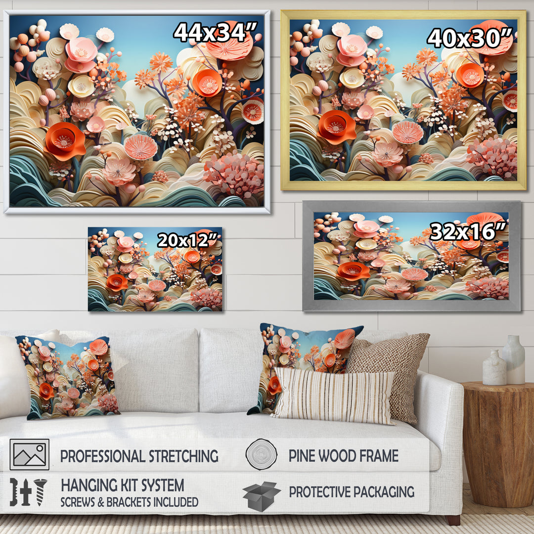 Coral Vibrant Reef Geometric - Coral Large Canvas Wall Art