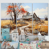 Countryside Rustic Barn Patchwork II - 3-Piece Canvas Wall Art