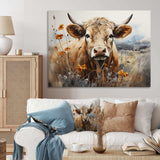 Cow In The Meadow III - Animals Canvas Wall Art