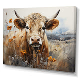 Cow In The Meadow III - Animals Canvas Wall Art