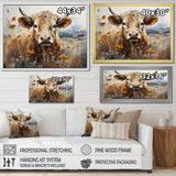 Cow In The Meadow III - Animals Canvas Wall Art