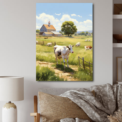 Cow Dairy A Serene - Cow Framed Canvas Art