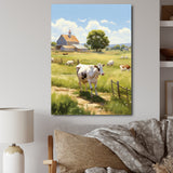 Cow Dairy A Serene - Cow Framed Canvas Art