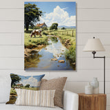 Cow Farmstead Serenity - Cow Large Canvas Wall Art