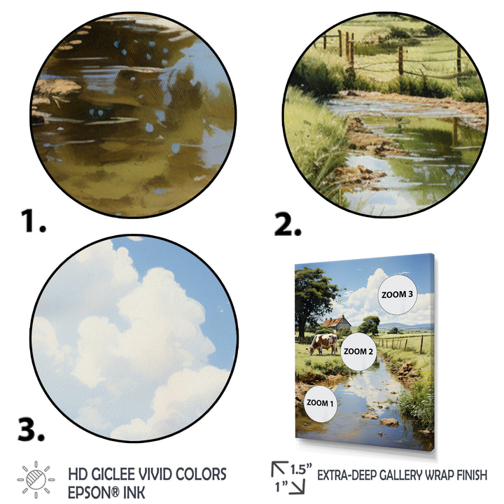 Cow Farmstead Serenity - Cow Large Canvas Wall Art