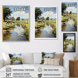Cow Farmstead Serenity - Cow Large Canvas Wall Art