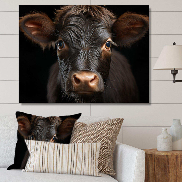 Cow Portrait - Animals Canvas Wall Art