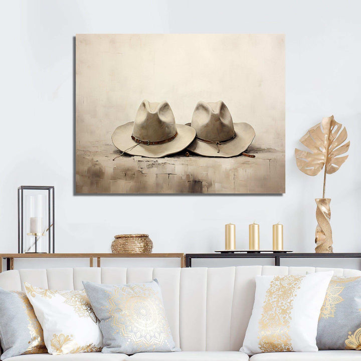 Minimalism Cowboy Hats - People Canvas Wall Art