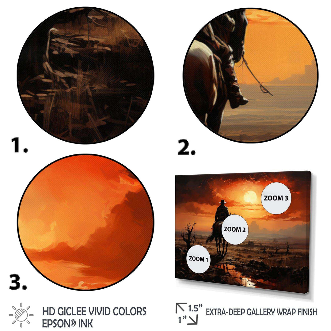 Cowboy Sunrise On The - People Canvas Wall Art