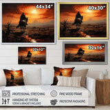 Cowboy Sunrise On The - People Canvas Wall Art