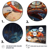 Crab Coastal Guardian Collage - Coral Crab Wall Art