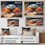 Crab Coastal Guardian Collage - Coral Crab Wall Art