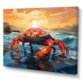 Crab Coastal Guardian Geometric - Coral Crab Wall Art