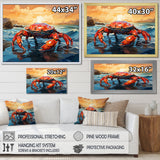 Crab Coastal Guardian Geometric - Coral Crab Wall Art