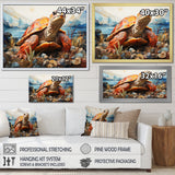 Turtle Portrait Geometric At Beach - Turtle Framed Canvas Art