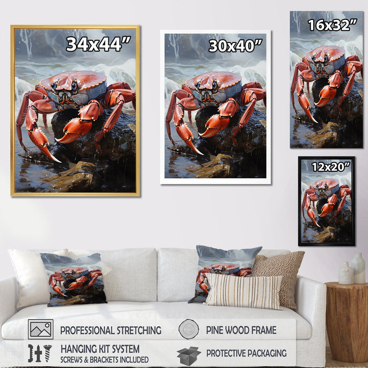 Crab Coastal Sentry - Crab Living Room Wall Art