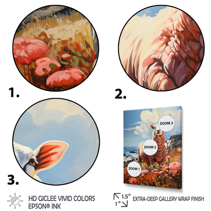Coastal Pink Lamb - Sheep Bedroom Wall Art