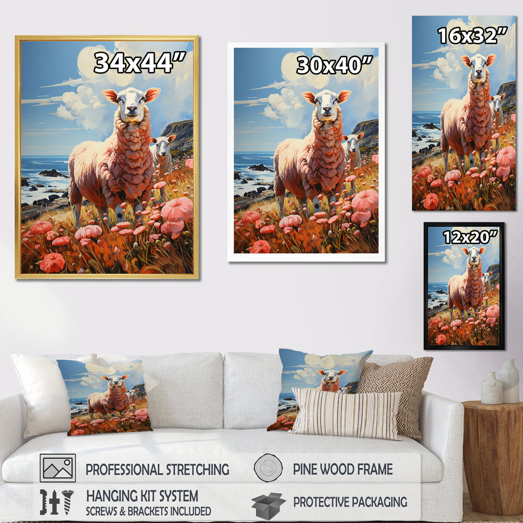Coastal Pink Lamb - Sheep Bedroom Wall Art
