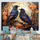 Crow Enchanted Monarchs - Crow Canvas Wall Art