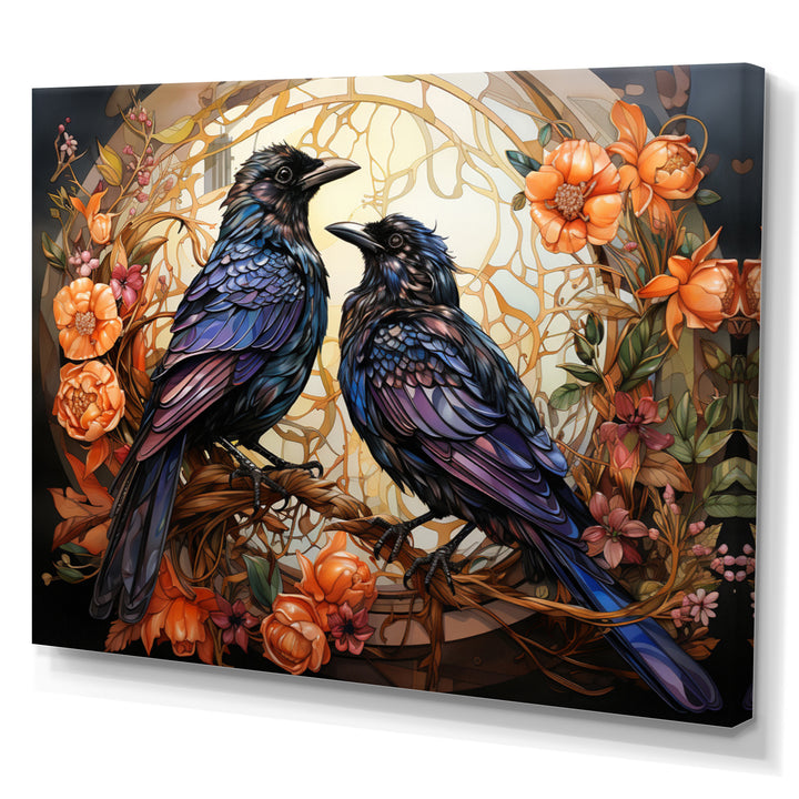 Crow Enchanted Monarchs - Crow Canvas Wall Art