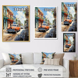Cuban Coral Classic Cars - Classic Cars Canvas Wall Art