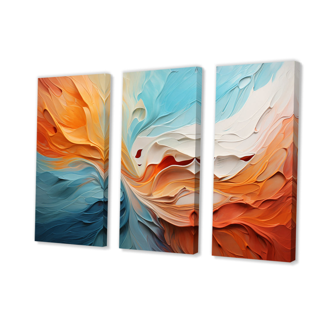 Teal Orange Bold Abstract Flow Collage I - Multi-Panels