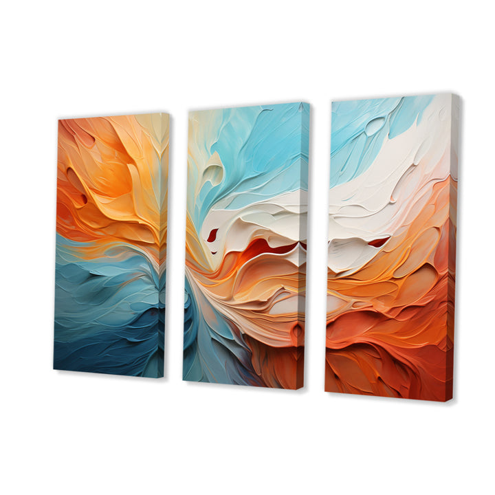 Teal Orange Bold Abstract Flow Collage I - Multi-Panels