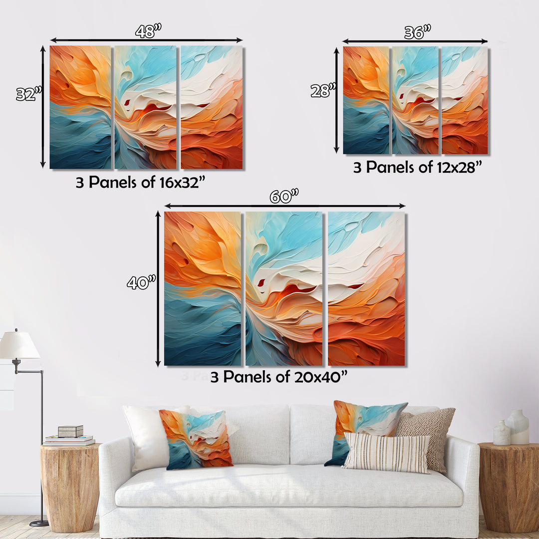 Teal Orange Bold Abstract Flow Collage I - Multi-Panels