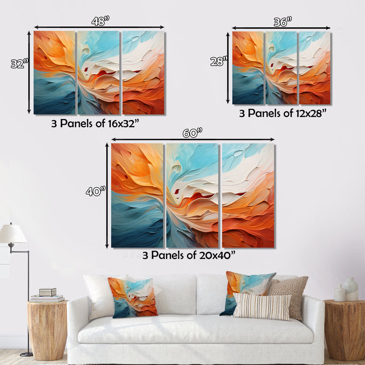 Teal Orange Bold Abstract Flow Collage I - Multi-Panels