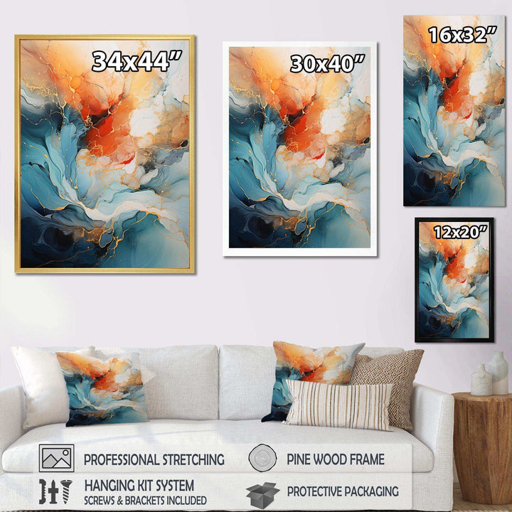 Yellow Vikings Boat Longship in Battle - Vikings Boat Canvas Wall Art