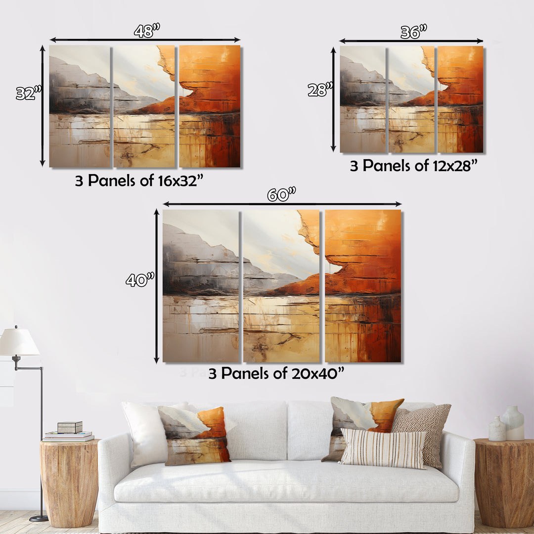 Grey Orange Grey And Orange Geological Wonders - Split Panel Canvas Art