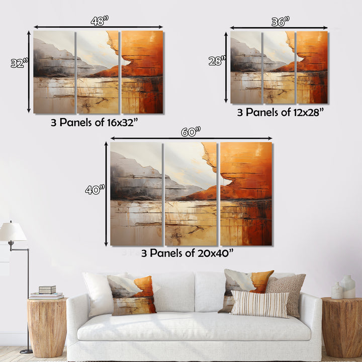 Grey Orange Grey And Orange Geological Wonders - Split Panel Canvas Art