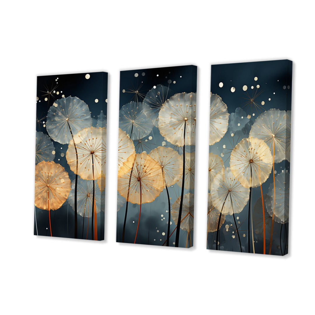 White Teal Dandelion Symphony II - Multi-Panels