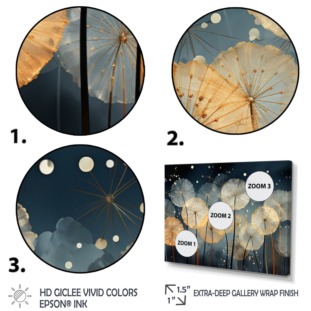 White Teal Dandelion Symphony II - Multi-Panels