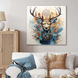 Deer Abstracted Antlers - Animals Canvas Wall Art