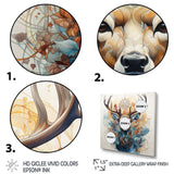 Deer Abstracted Antlers - Animals Canvas Wall Art