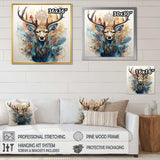 Deer Abstracted Antlers - Animals Canvas Wall Art