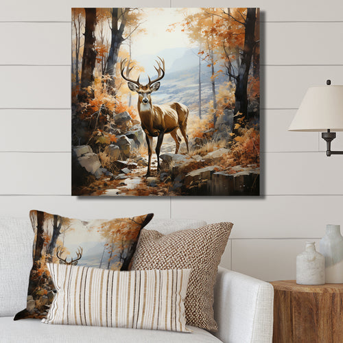 Deer Autumn Serenade - Brown Deer Wall Art