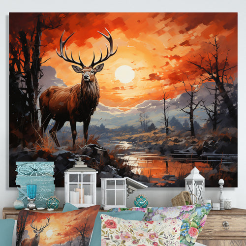 Deer Bold Silhouette - Brown Deer Wall Art