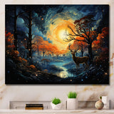 Deer Celestial Symphony - Deer Framed Canvas Art