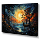 Deer Celestial Symphony - Deer Framed Canvas Art